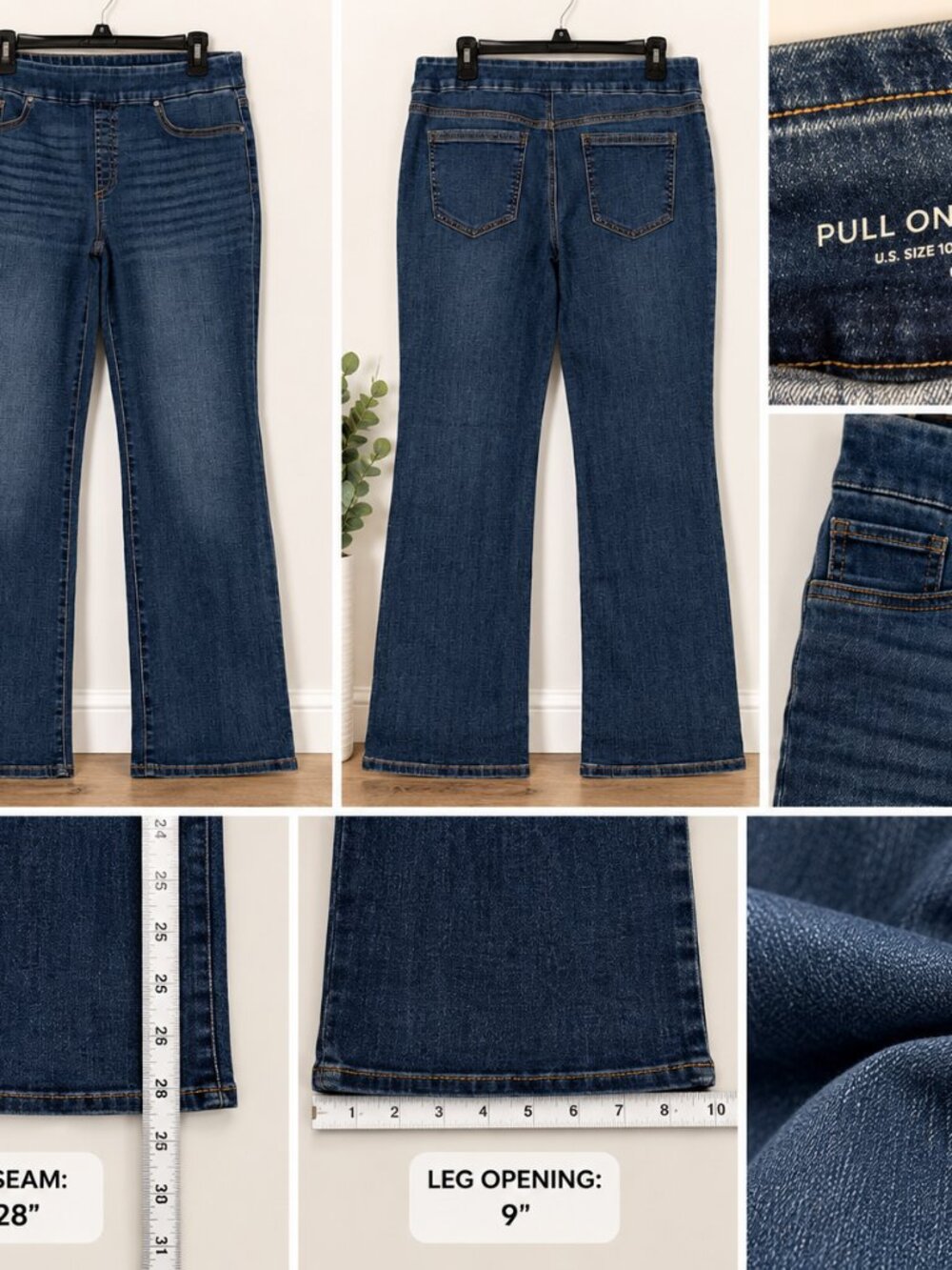 Chico’s Pull-On Slim Bootcut Jeans 10P Dark Wash